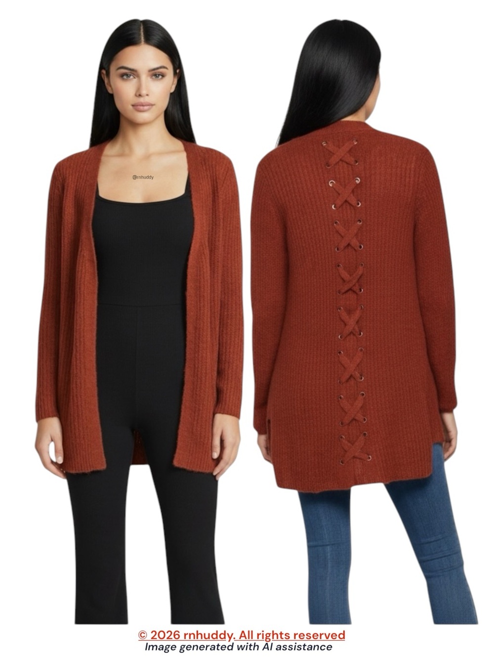 NWT Pinque S rust back crisscross open cardigan